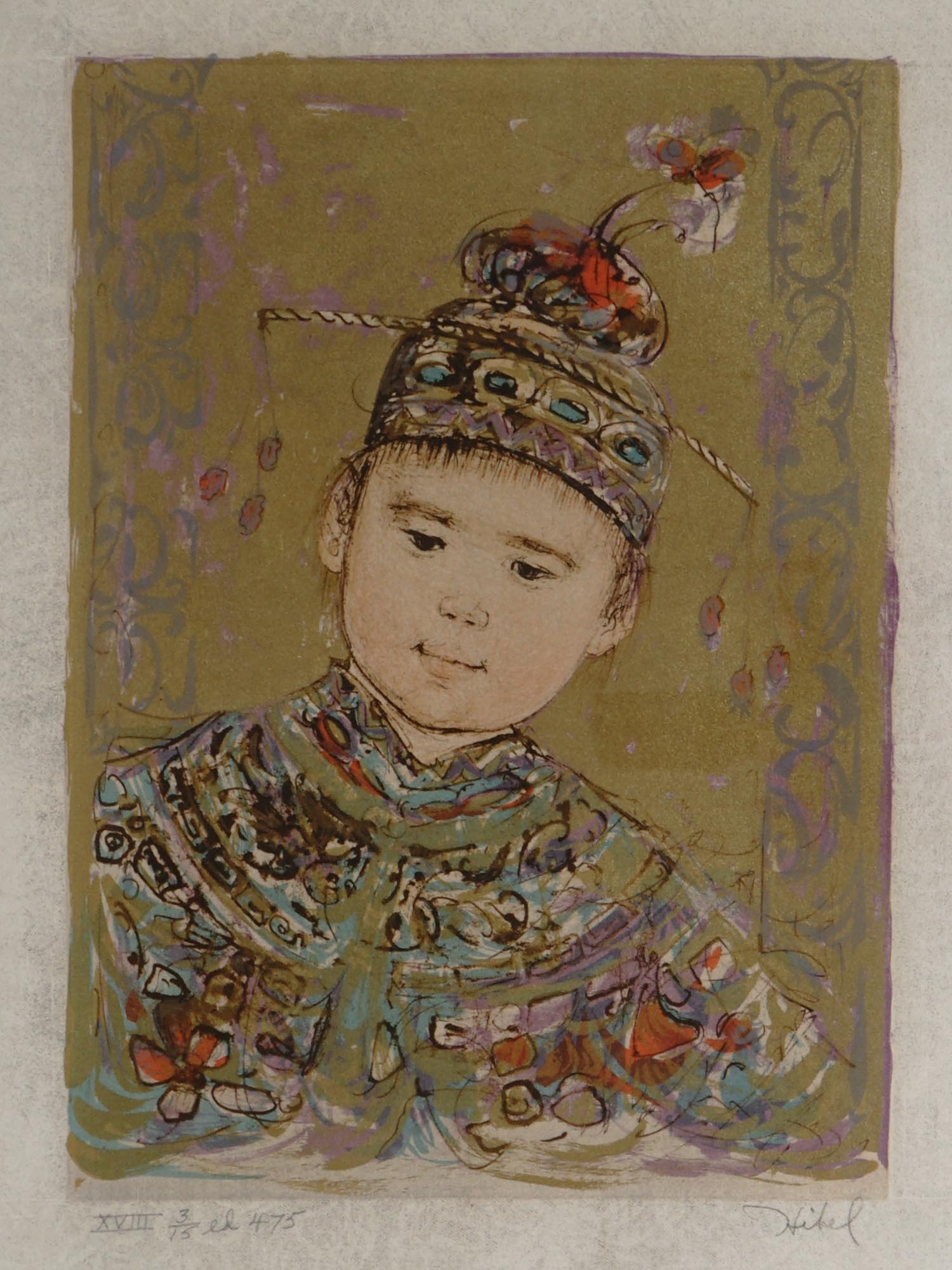 AMERICAN CHINESE BOY LITHOGRAPH PRINT EDNA HIBEL PIC-1